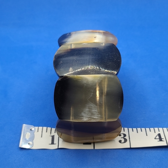 NEW Natural Dark Genuine Buffalo Horn Stretch Bracelet - Picture 5 of 6